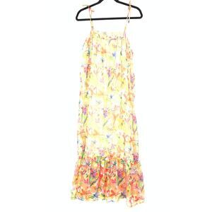 World Market A-Line Dress Womens L/XL Tie Straps Multicolor Floral Print